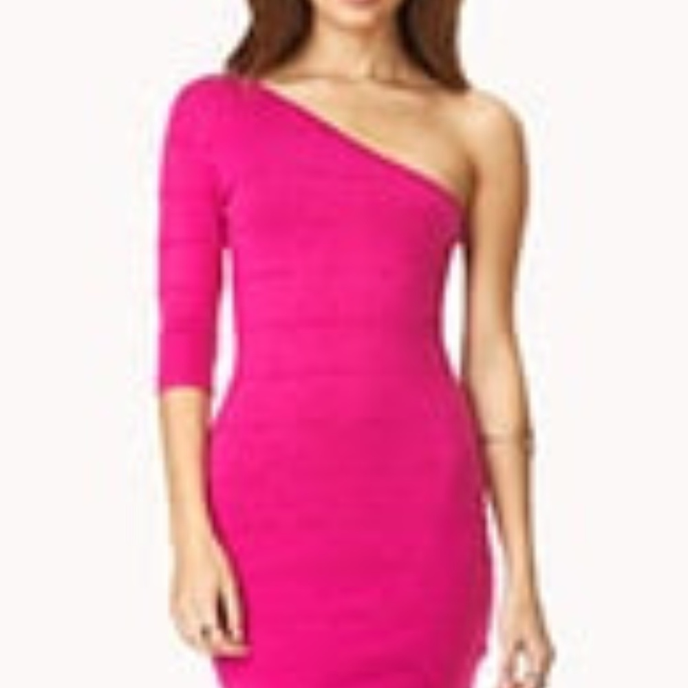 Forever 21 Pink Angular Body Con Dress Short